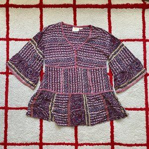Anthropologie Maeve Silk Peplum Tiered Blouse